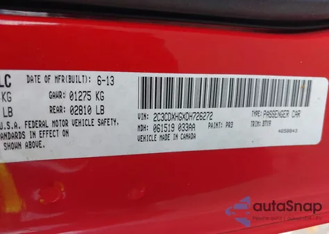 2013 Dodge Charger Sxt from USA, damaged, VIN 2C3CDXHGXDH726272